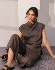 COWL NECK LINEN TOP