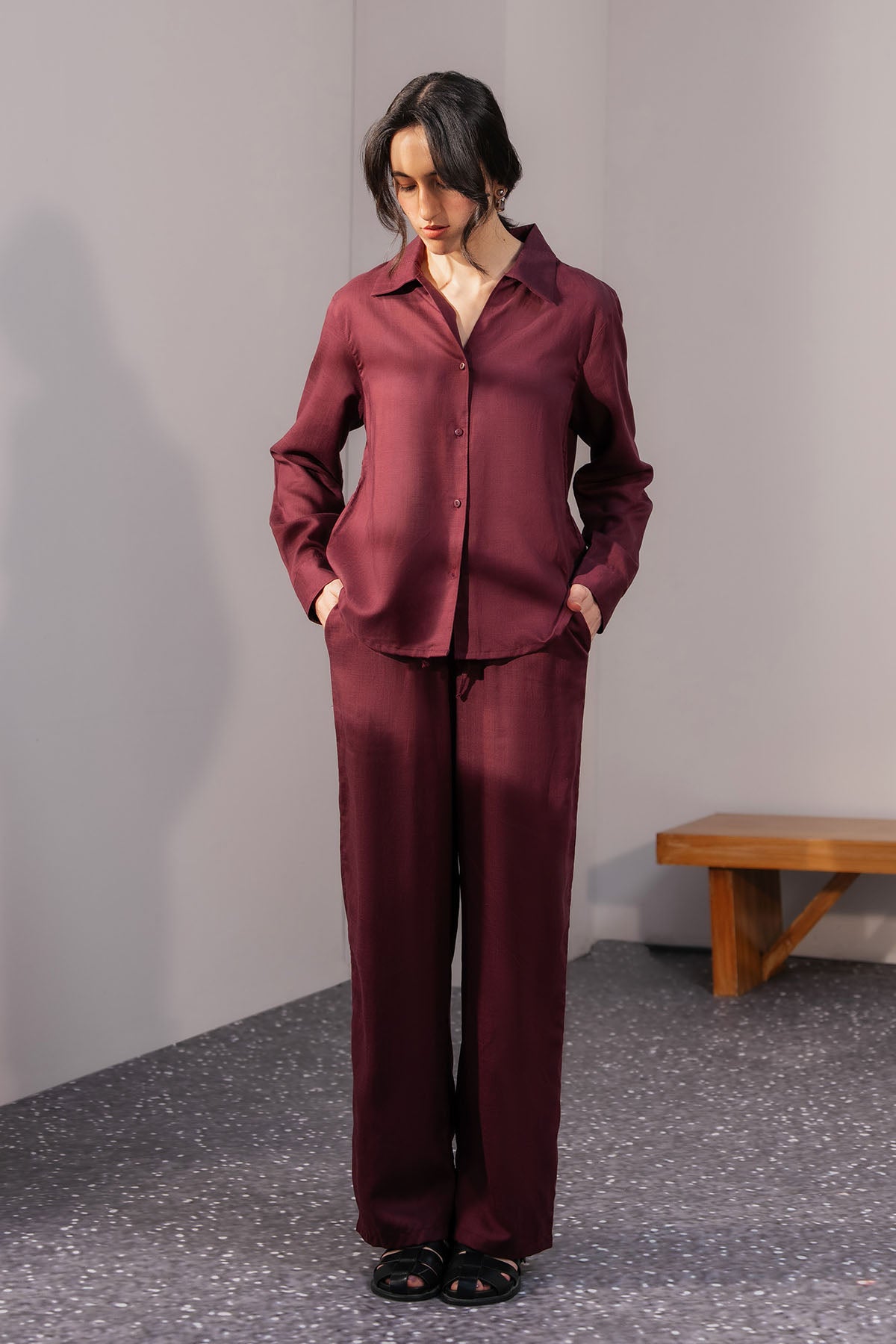 STRAIGHT FIT LINEN BLEND TROUSER