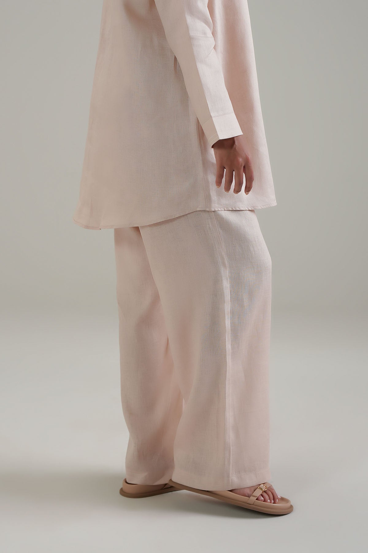 ELASTICATED RELAXED PANTS-100% LINEN