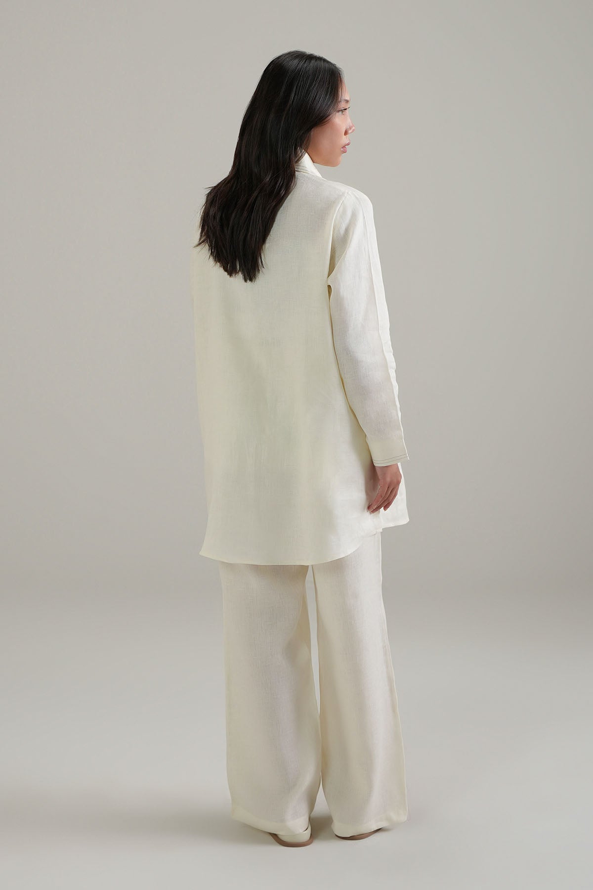 ELASTICATED RELAXED PANTS-100% LINEN