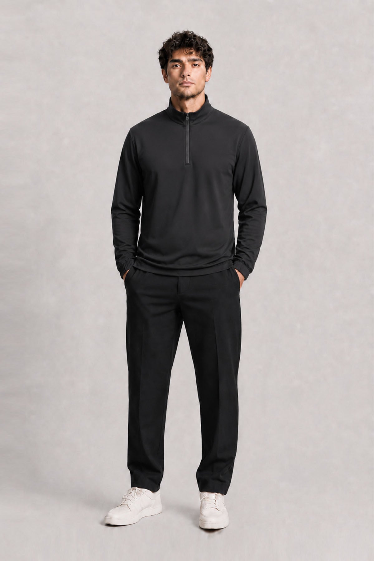 MEN TRAIN QUARTER ZIPPER-RIPST