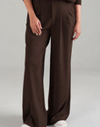 PLEATED WIDE LEG PANT - DOUBLE KNIT