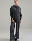 PLEATED WIDE LEG PANT-DOUBLE KNIT