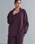 V NECK COLLAR SWEAT-CLOUDLUX
