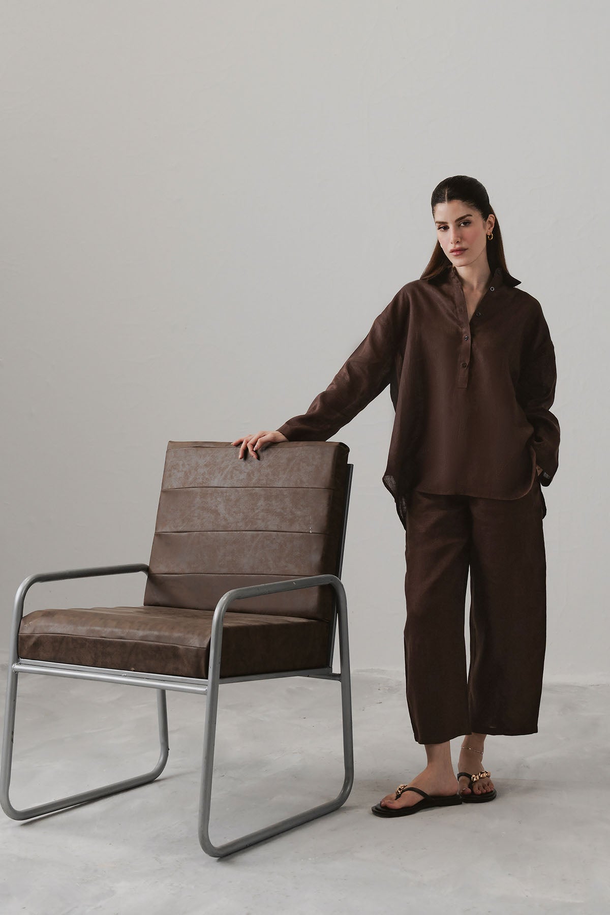 HALF PLACKET SHIRT 100% LINEN