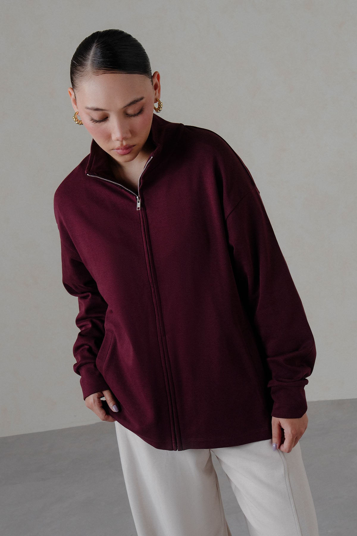 MOCK NECK ZIPPER -DOUBLE KNIT