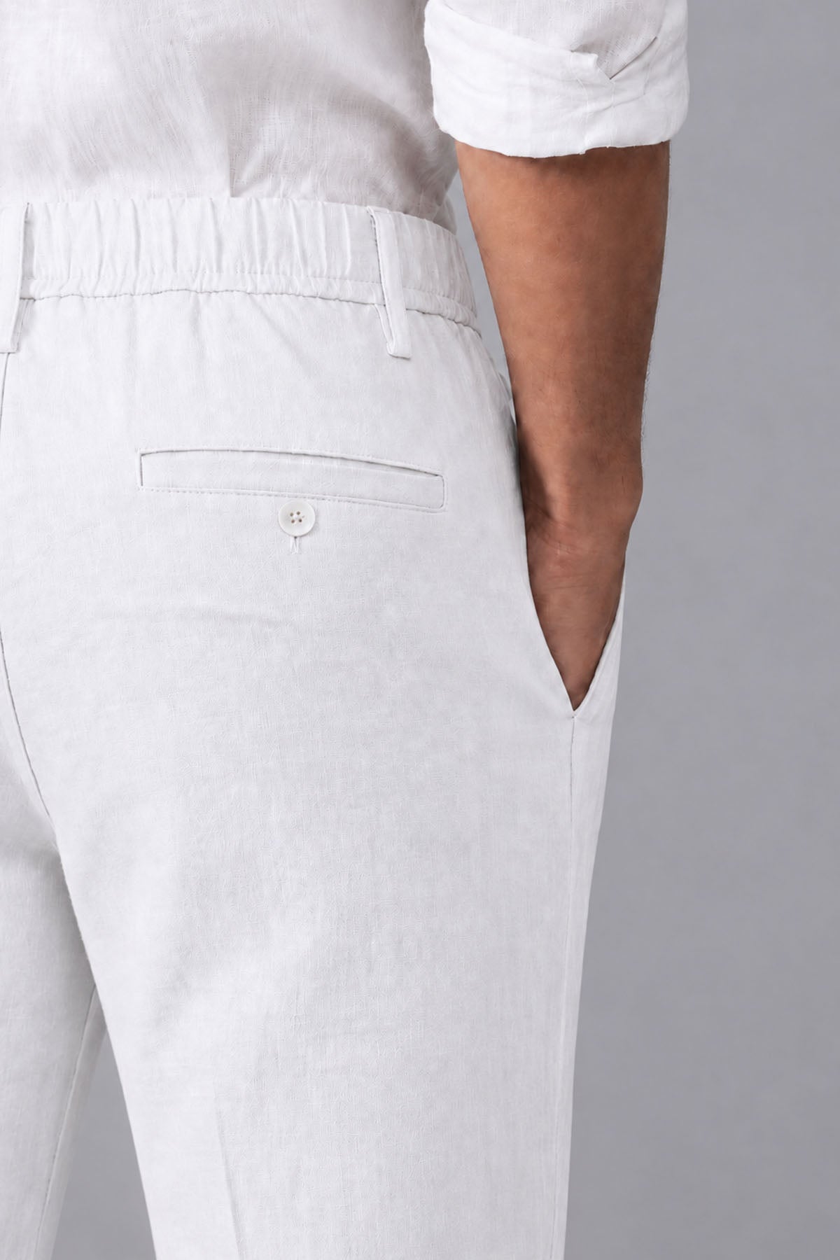 ELASTICATED PANTS-LINEN BLEND