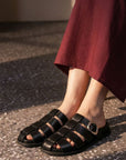 BUCKLED SLIDER SANDALS