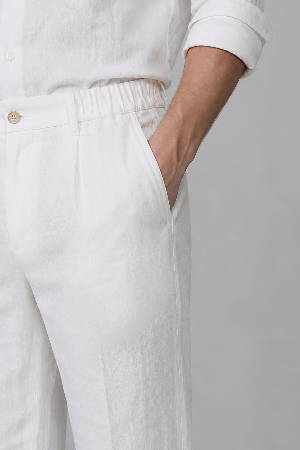 ELASTICATED PANT- 100% LINEN