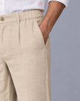 ELASTICATED PANTS-LINEN BLEND