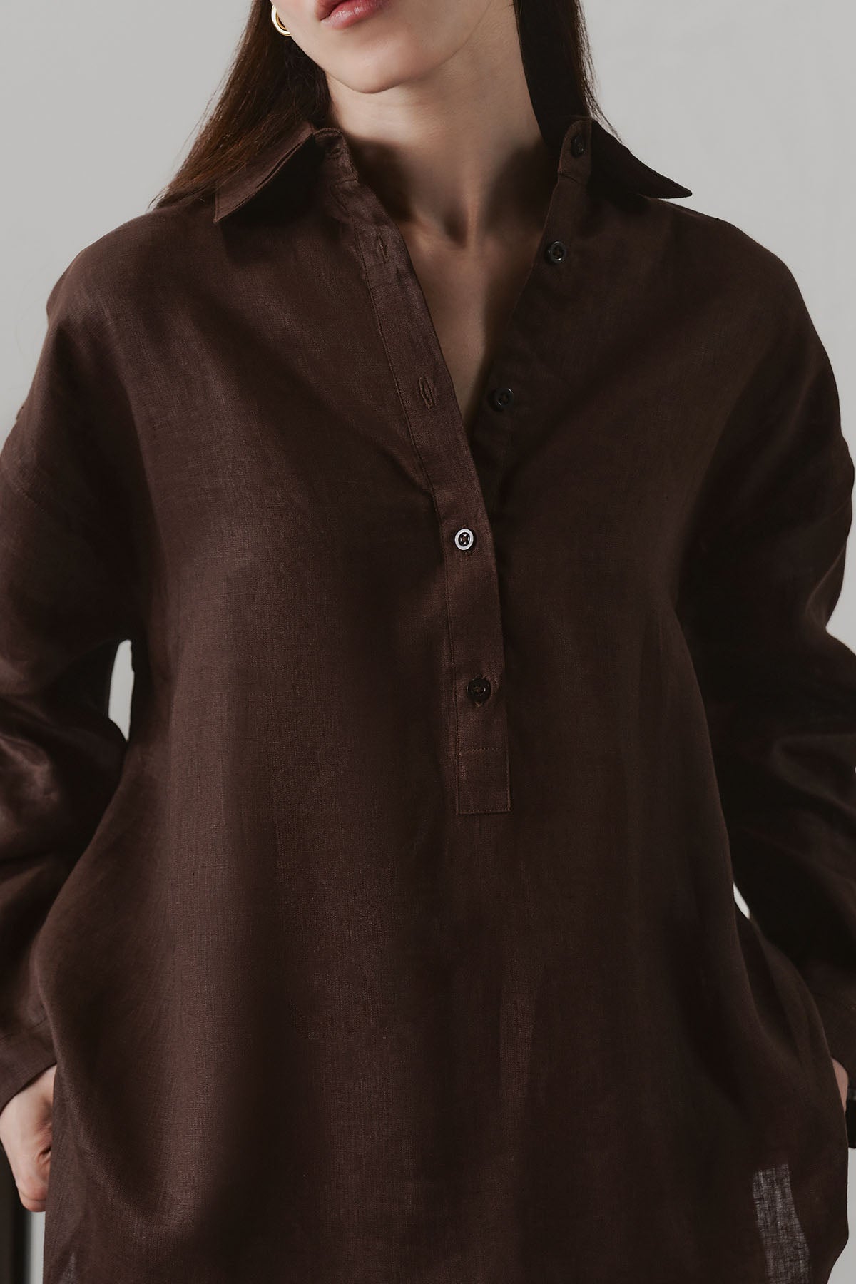 HALF PLACKET SHIRT 100% LINEN