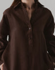 HALF PLACKET SHIRT 100% LINEN