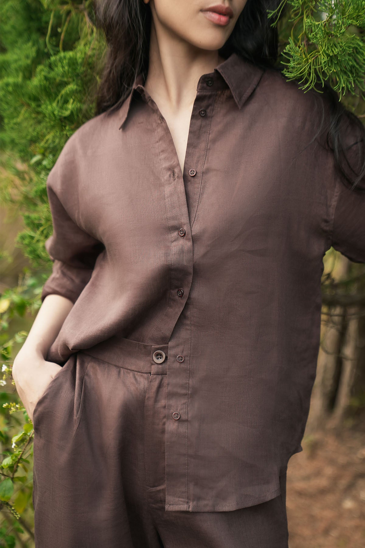 PLEATED WIDE PANTS-100% LINEN