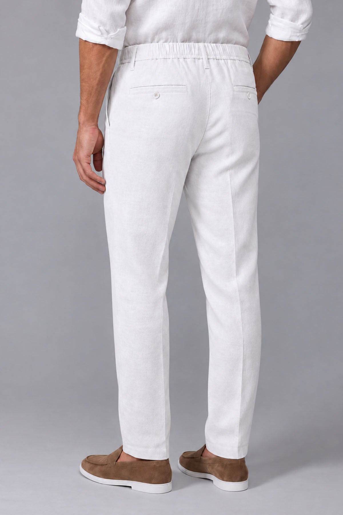 ELASTICATED PANTS-LINEN BLEND
