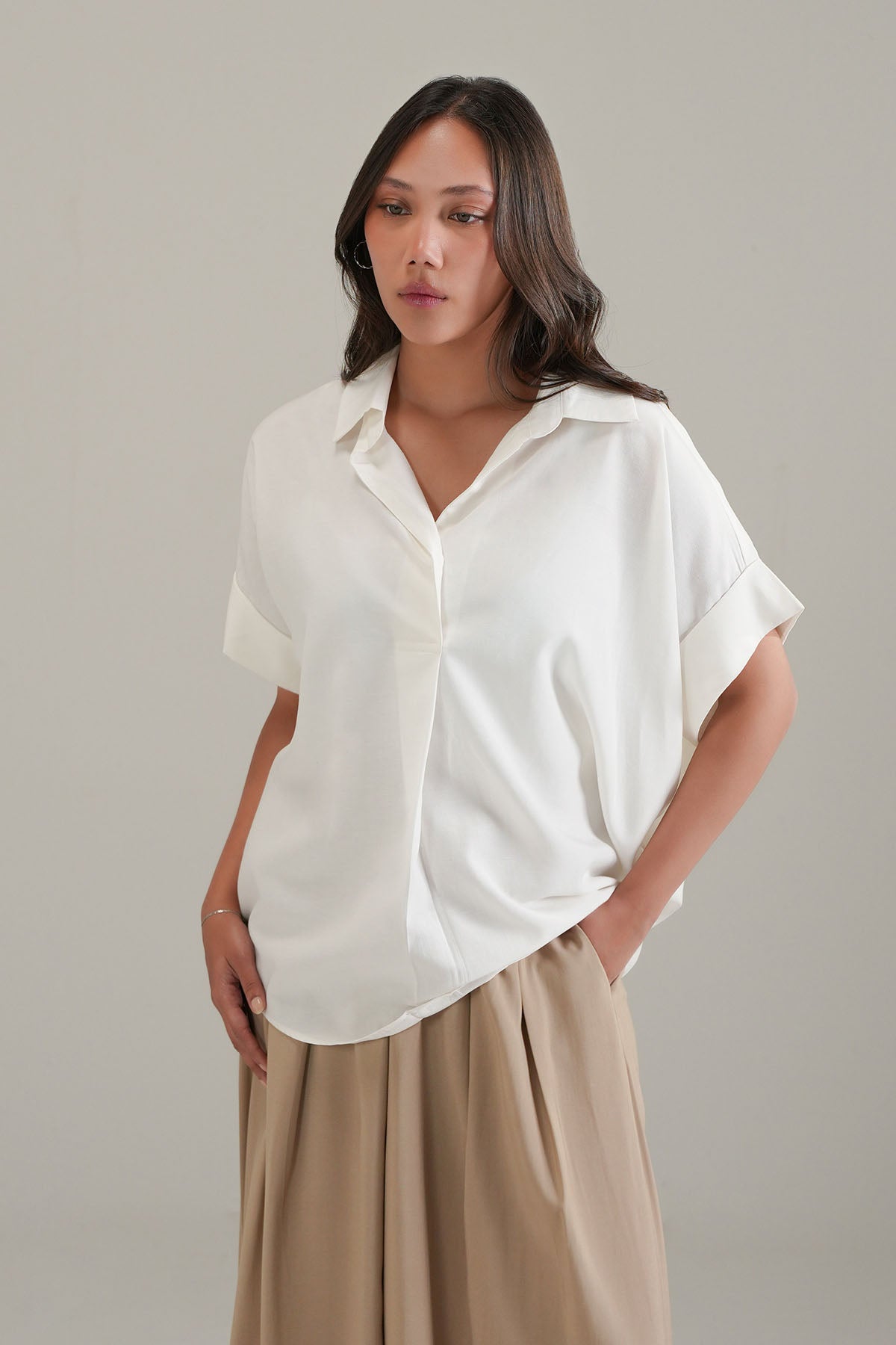 LINEN BLEND RELAXED TOP