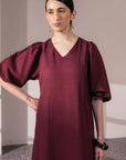 LINEN BLEND LONG DRESS