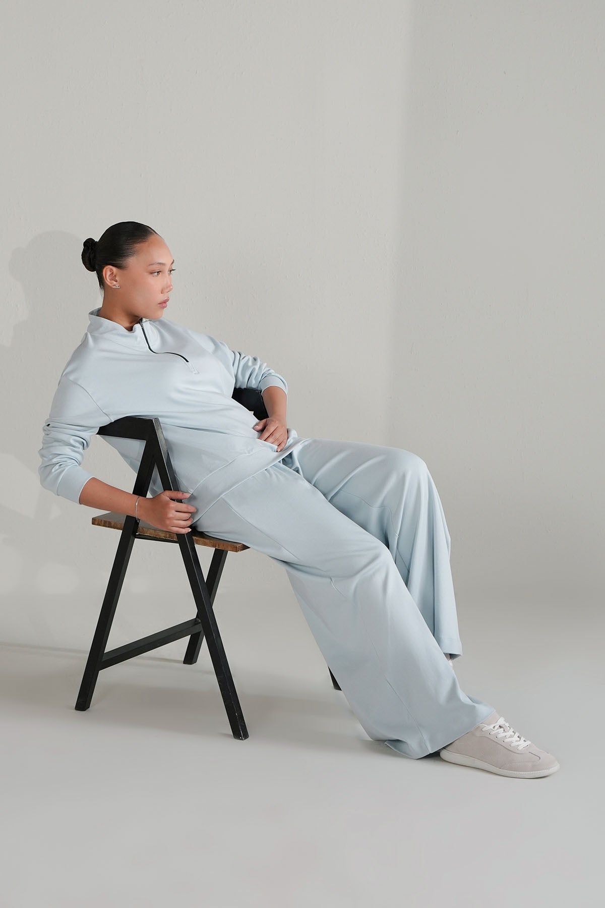 PLEATED WIDE LEG PANT DOUBLE KNIT