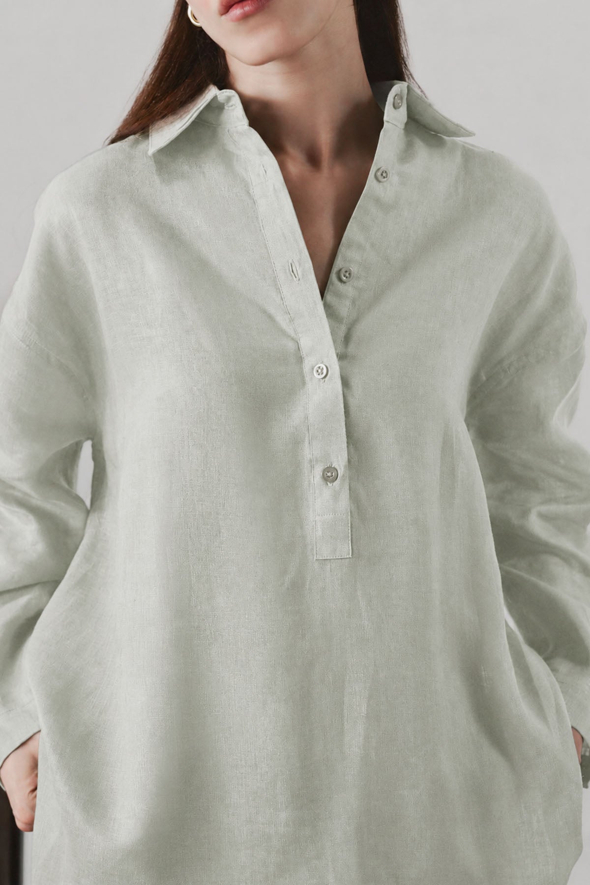 HALF PLACKET SHIRT 100% LINEN