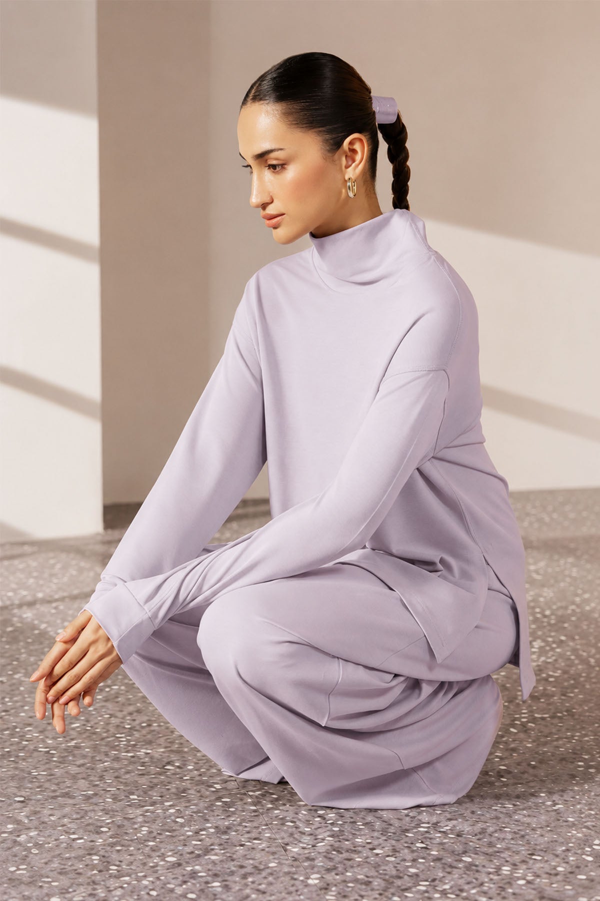 MOCK NECK SIDE SLIT CLOUDLUX