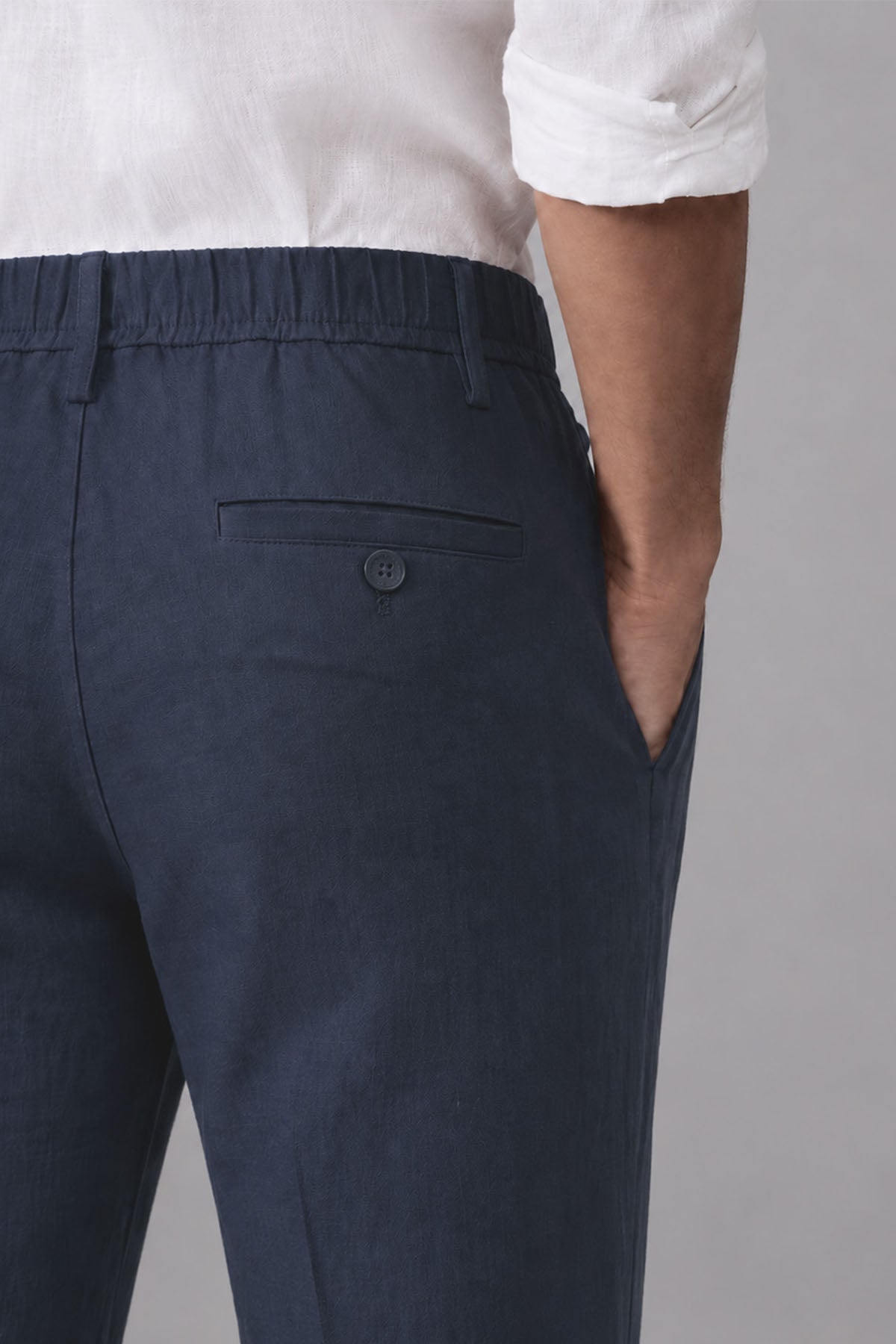 ELASTICATED PANTS-LINEN BLEND