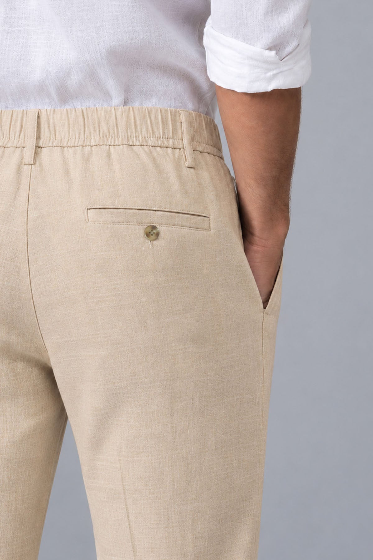 ELASTICATED PANTS-LINEN BLEND