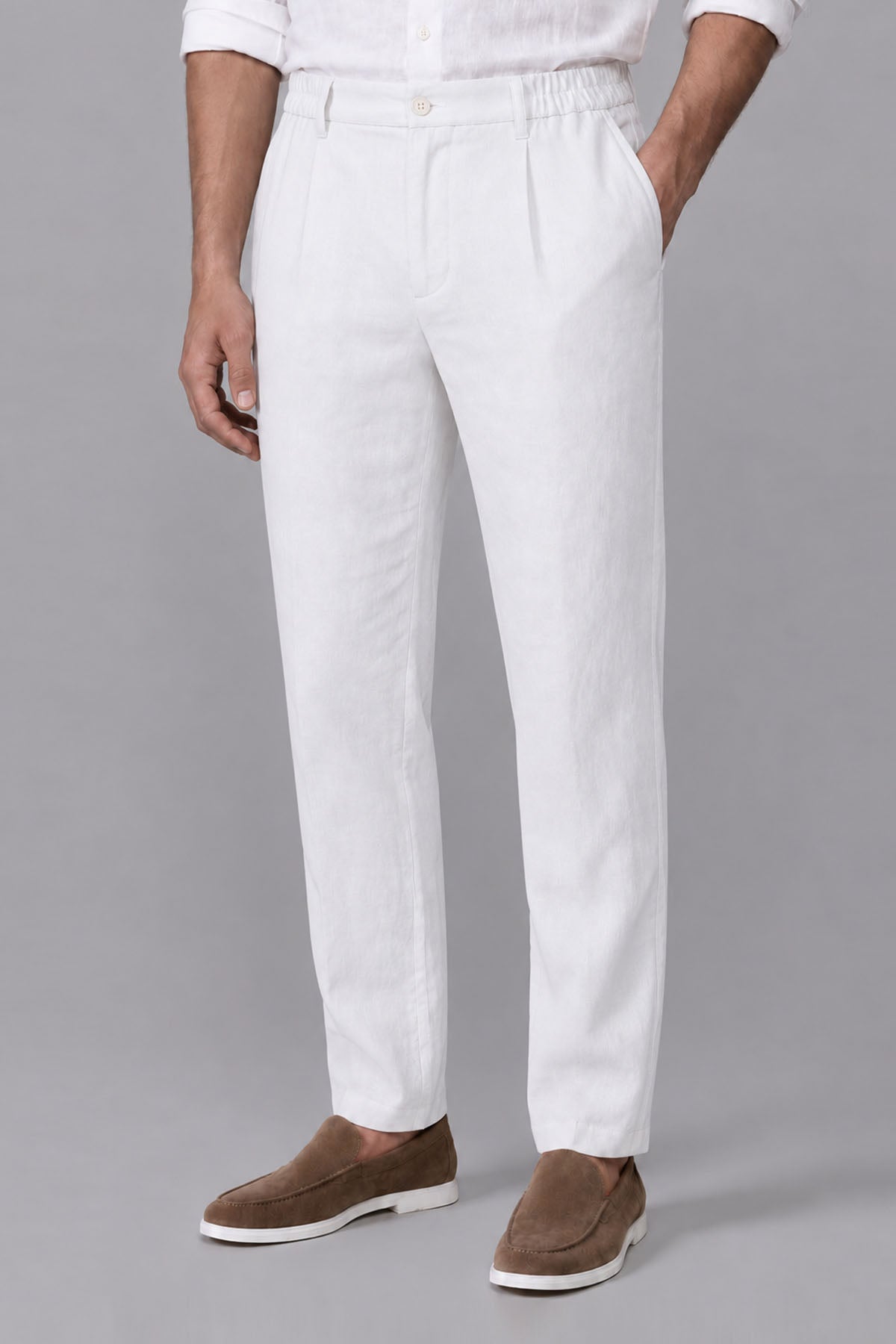 ELASTICATED PANTS-LINEN BLEND