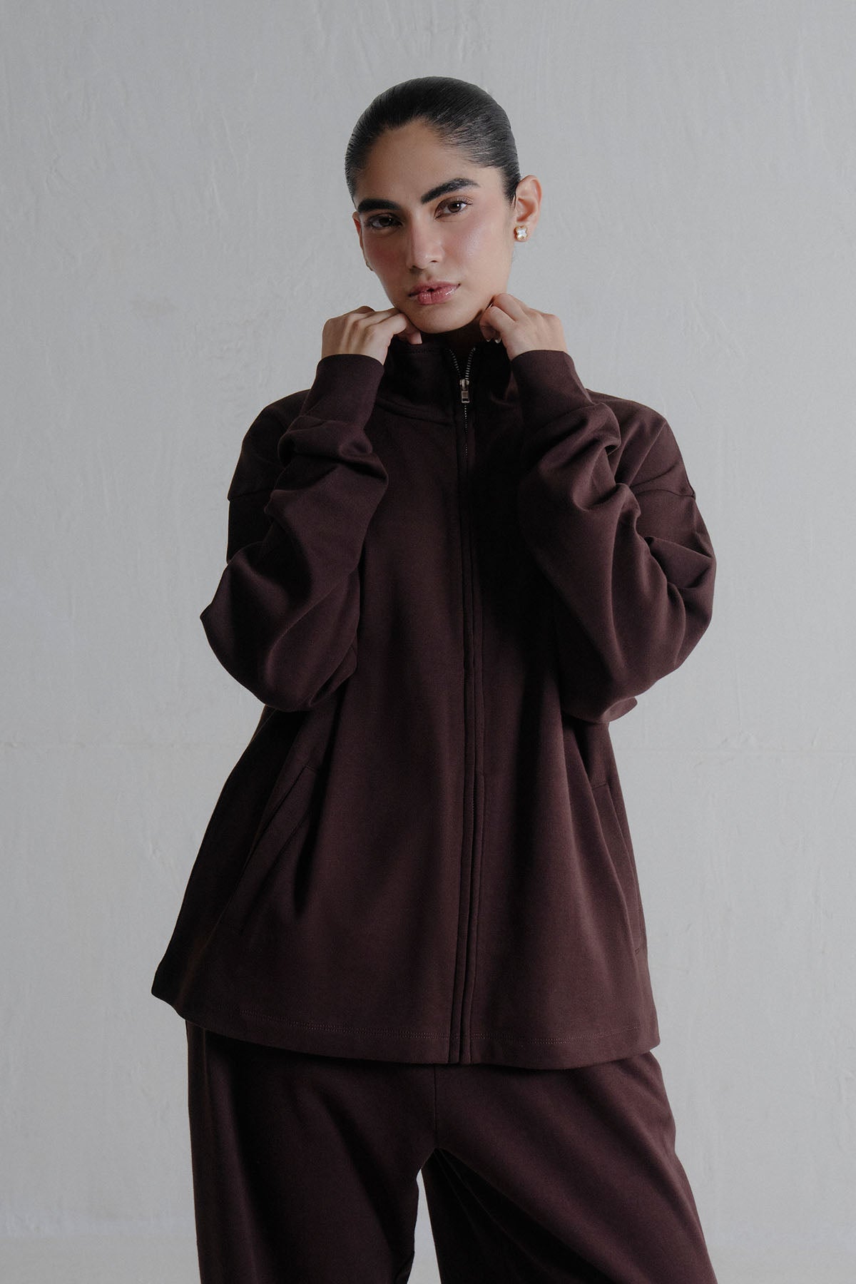 MOCK NECK ZIPPER -DOUBLE KNIT