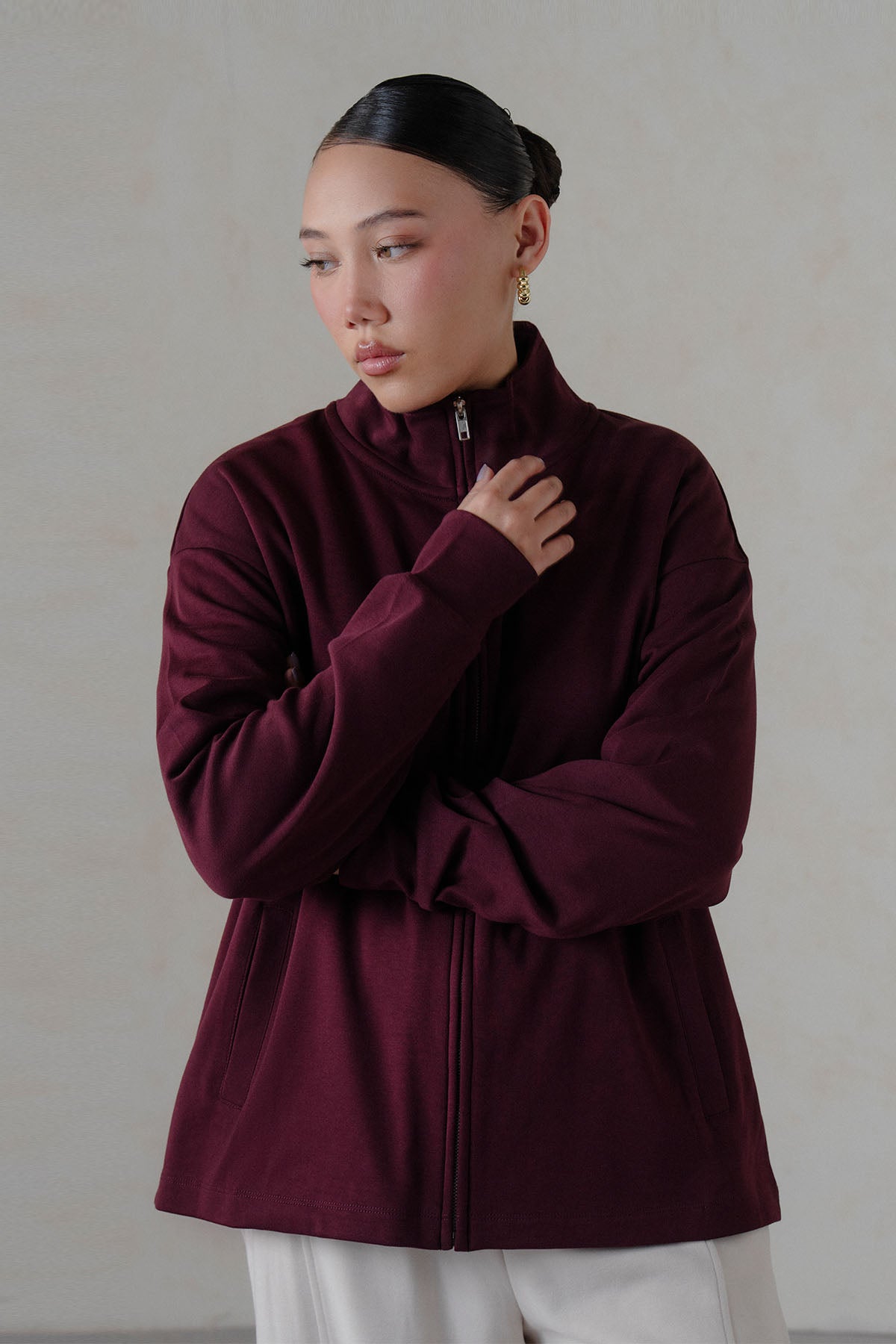 MOCK NECK ZIPPER -DOUBLE KNIT