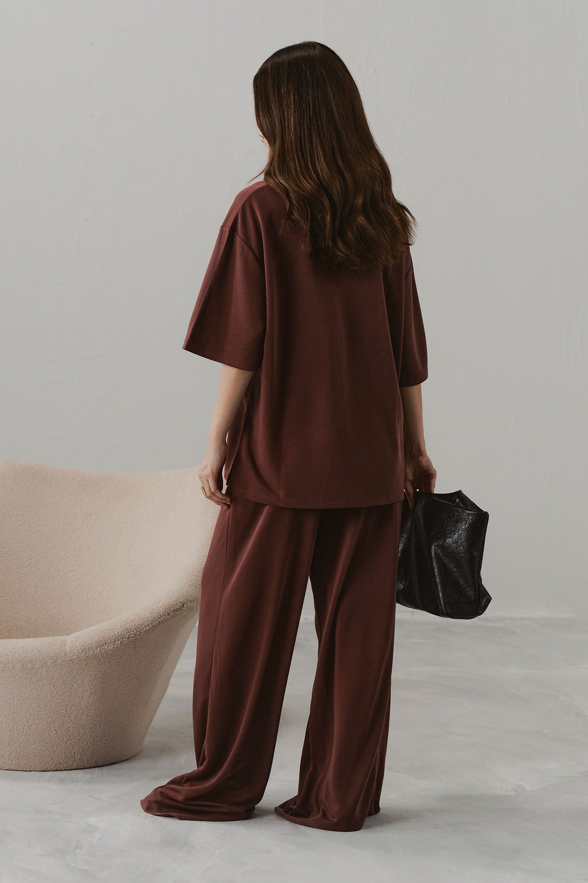 TEXTURED WIDE LEG RELAXED PANT