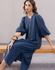 LINEN BLEND LONG DRESS