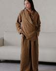 TEXTURED WRAP FLARED PANTS