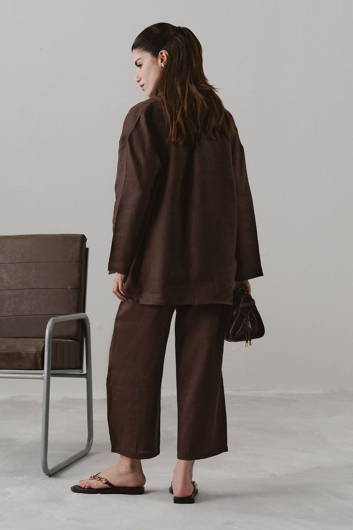 BARREL LEG PANTS 100% LINEN