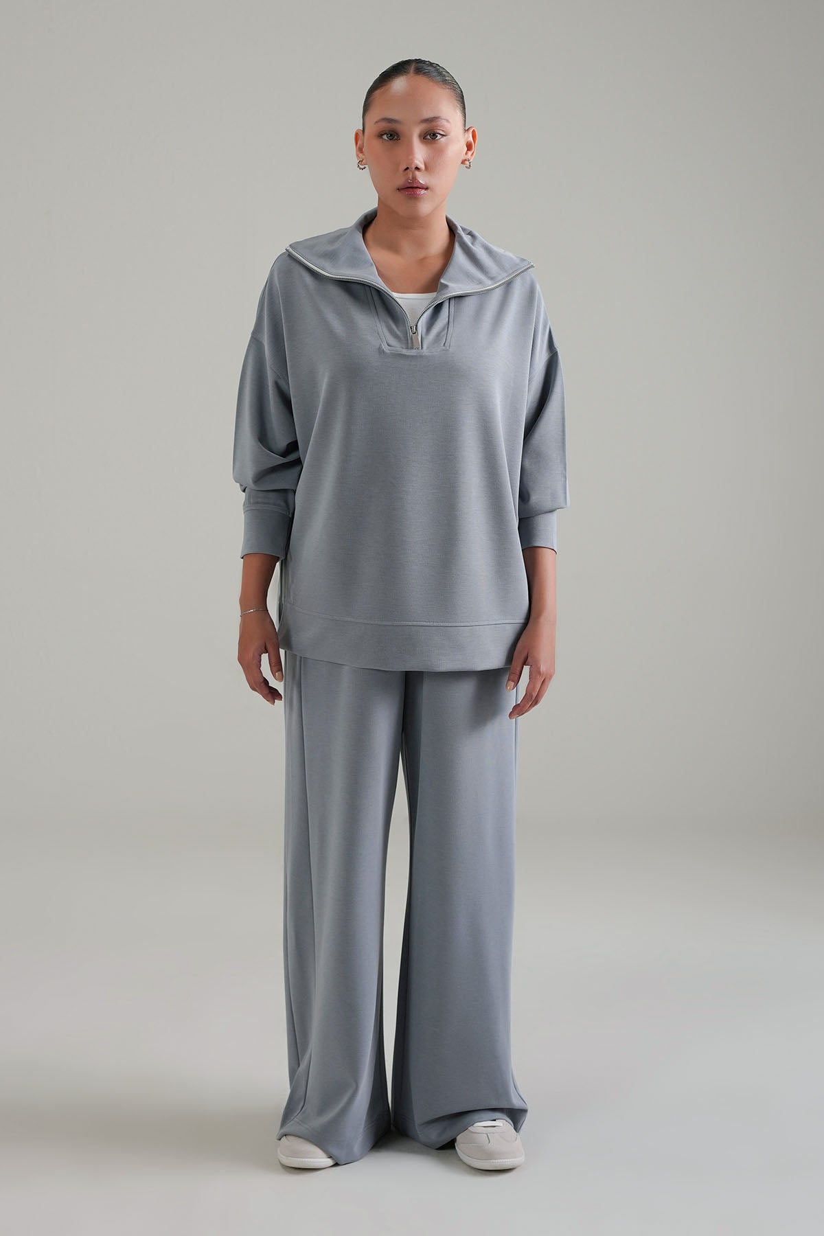 TEXTURED QUARTER ZIPPER-CLOUDLUX