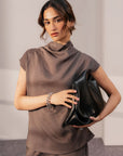 COWL NECK LINEN TOP