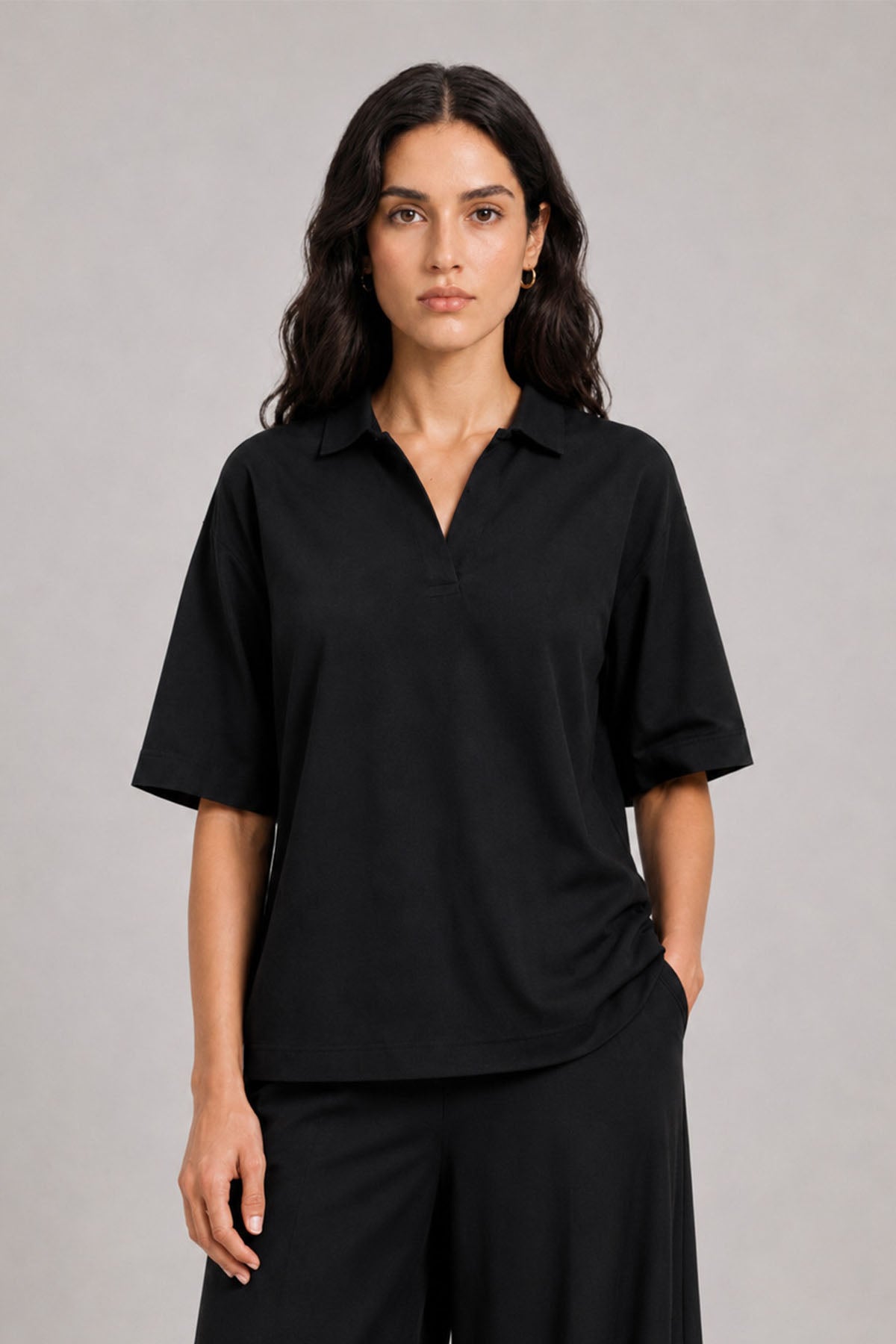 OPEN COLLAR POLO-DOUBLE KNIT