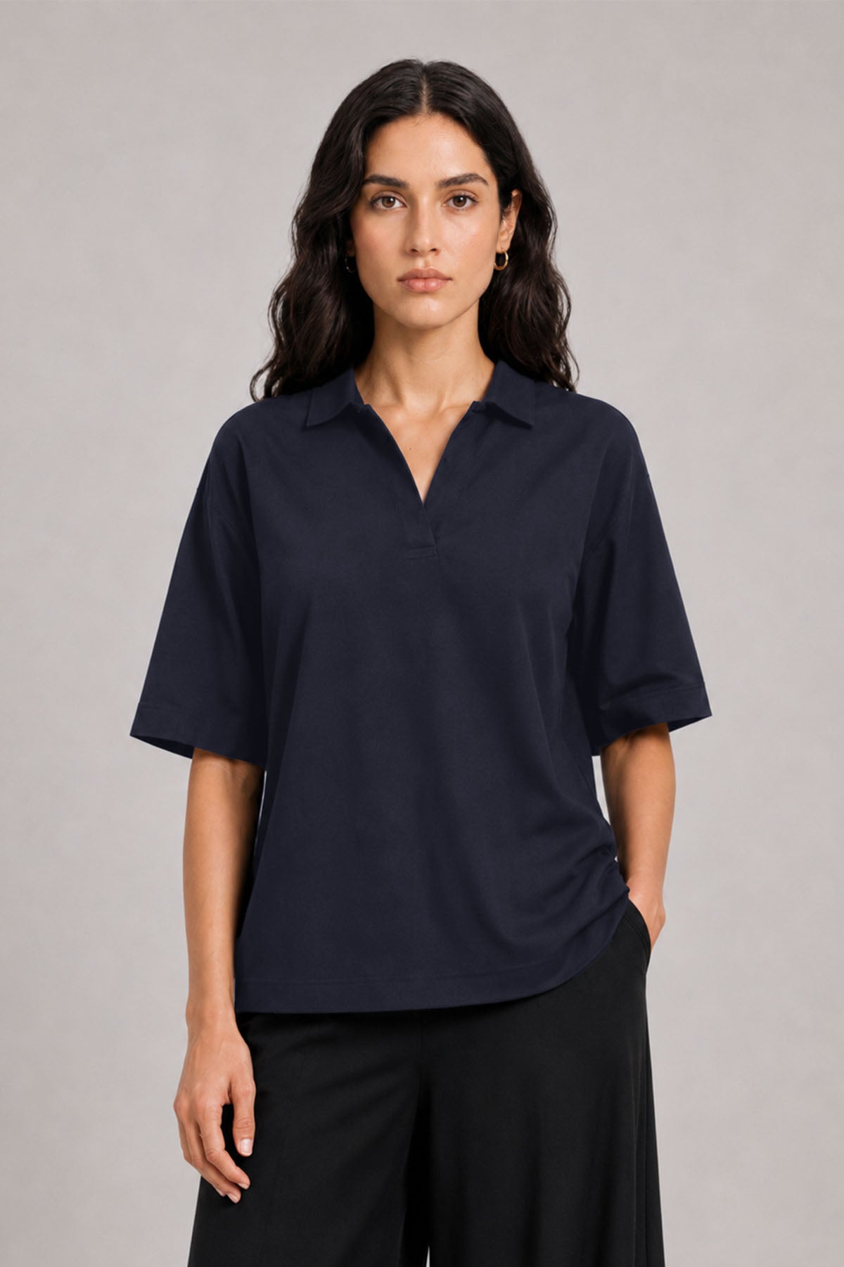 OPEN COLLAR POLO-DOUBLE KNIT