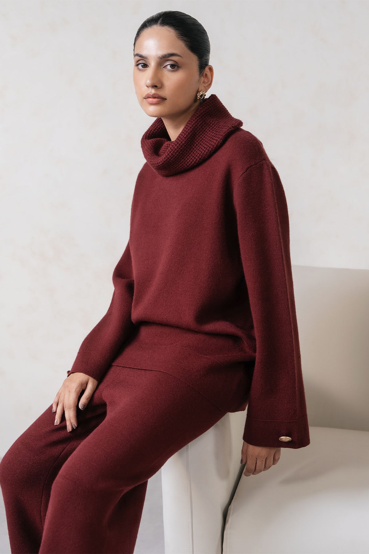 COWL NECK KNIT SET