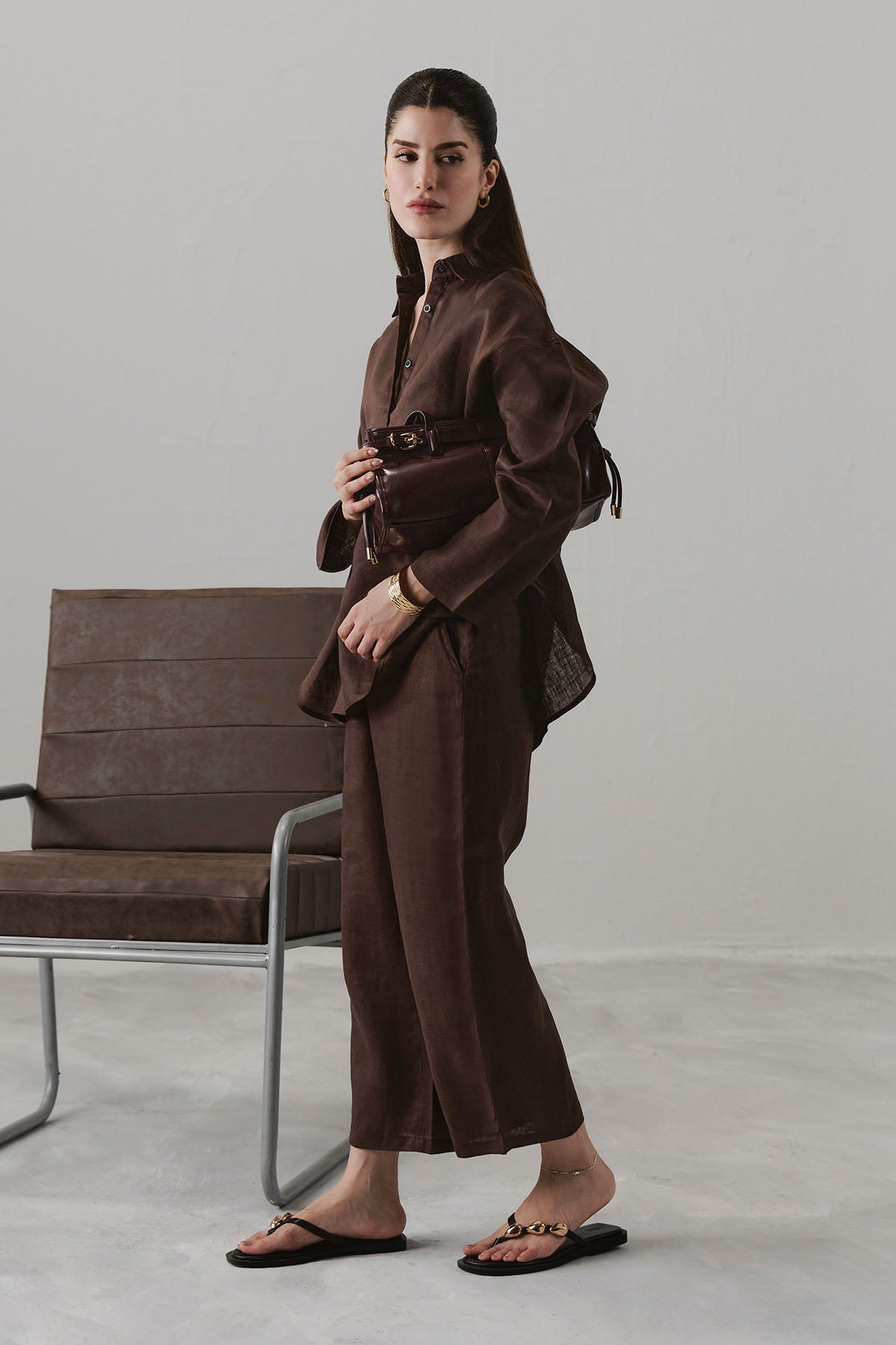 BARREL LEG PANTS 100% LINEN