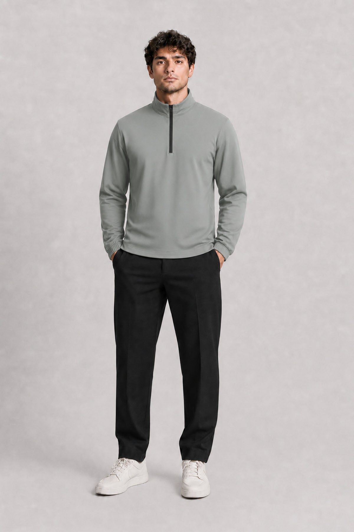 MEN TRAIN QUARTER ZIPPER-RIPST