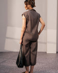 COWL NECK LINEN TOP