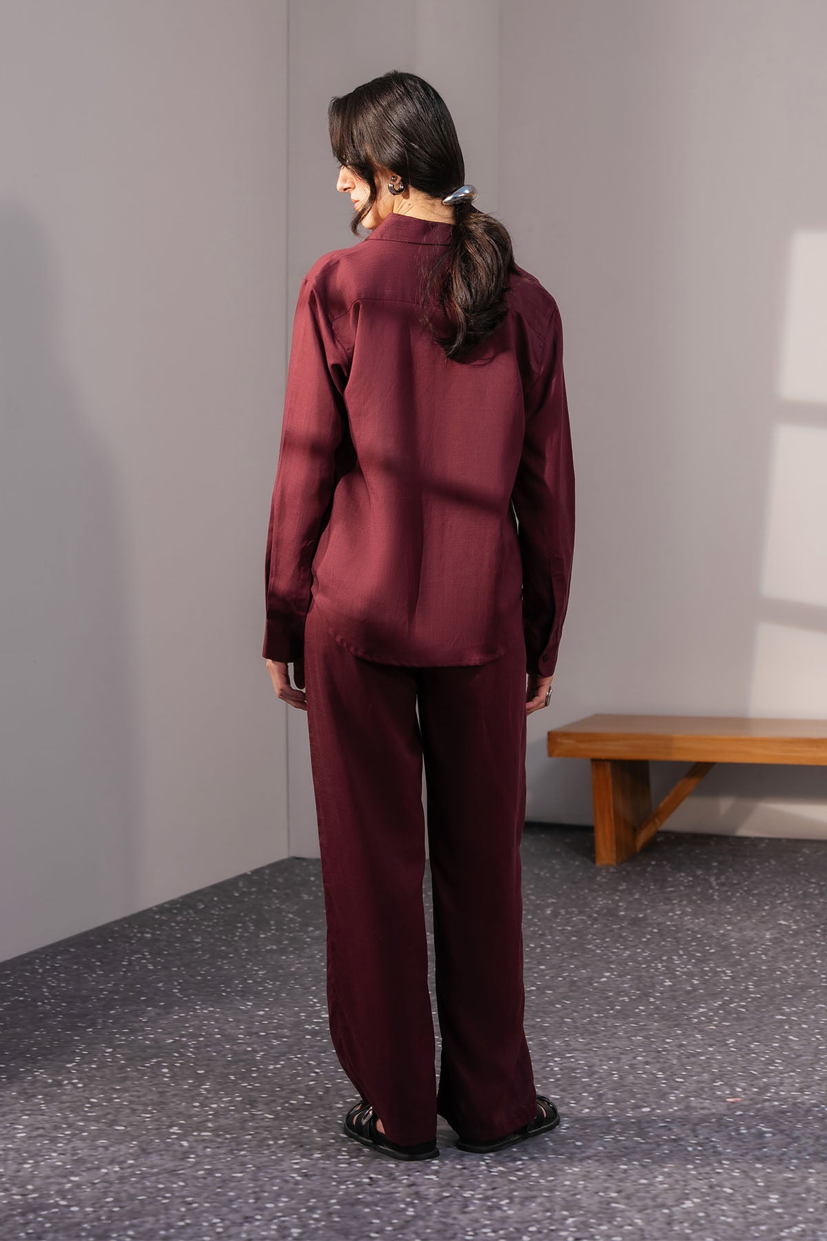 STRAIGHT FIT LINEN BLEND TROUSER