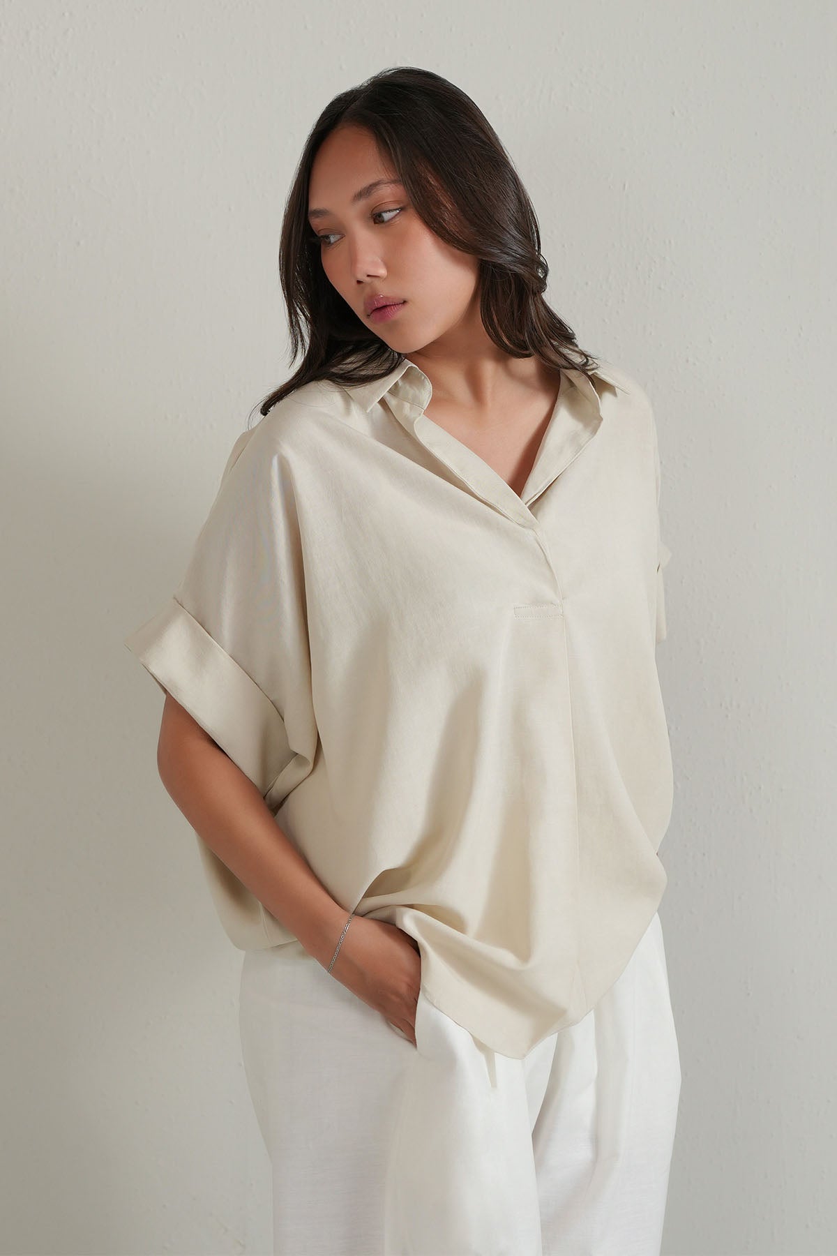 LINEN BLEND RELAXED TOP