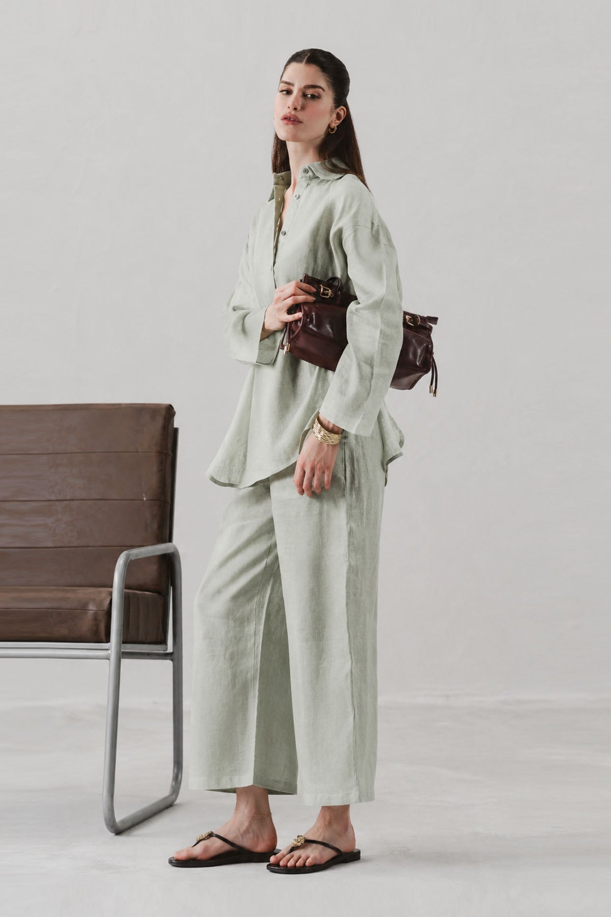 HALF PLACKET SHIRT 100% LINEN