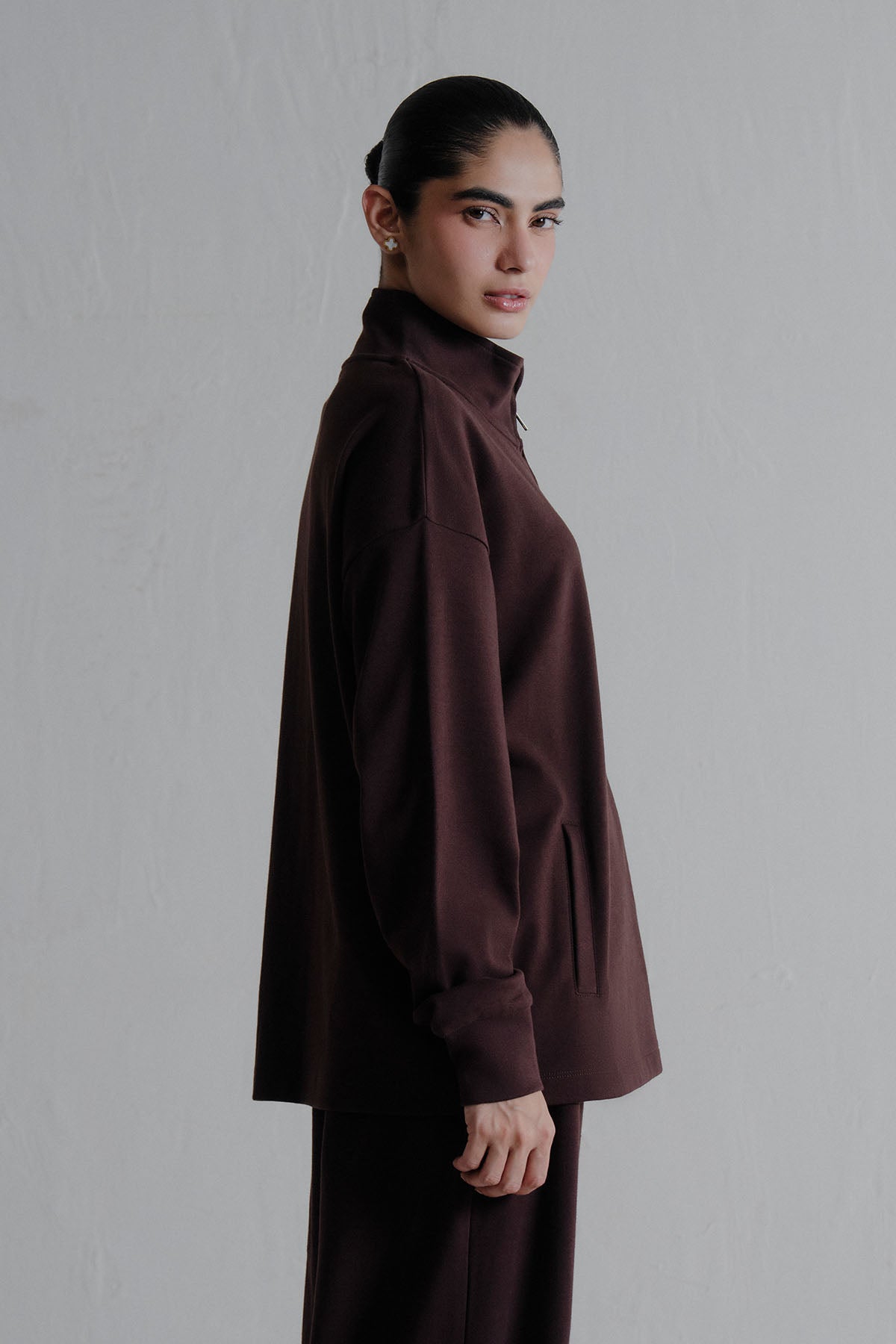 MOCK NECK ZIPPER -DOUBLE KNIT