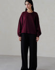 OVERSIZED CROPPED SWEATSHIRT-DOUBLE KNIT