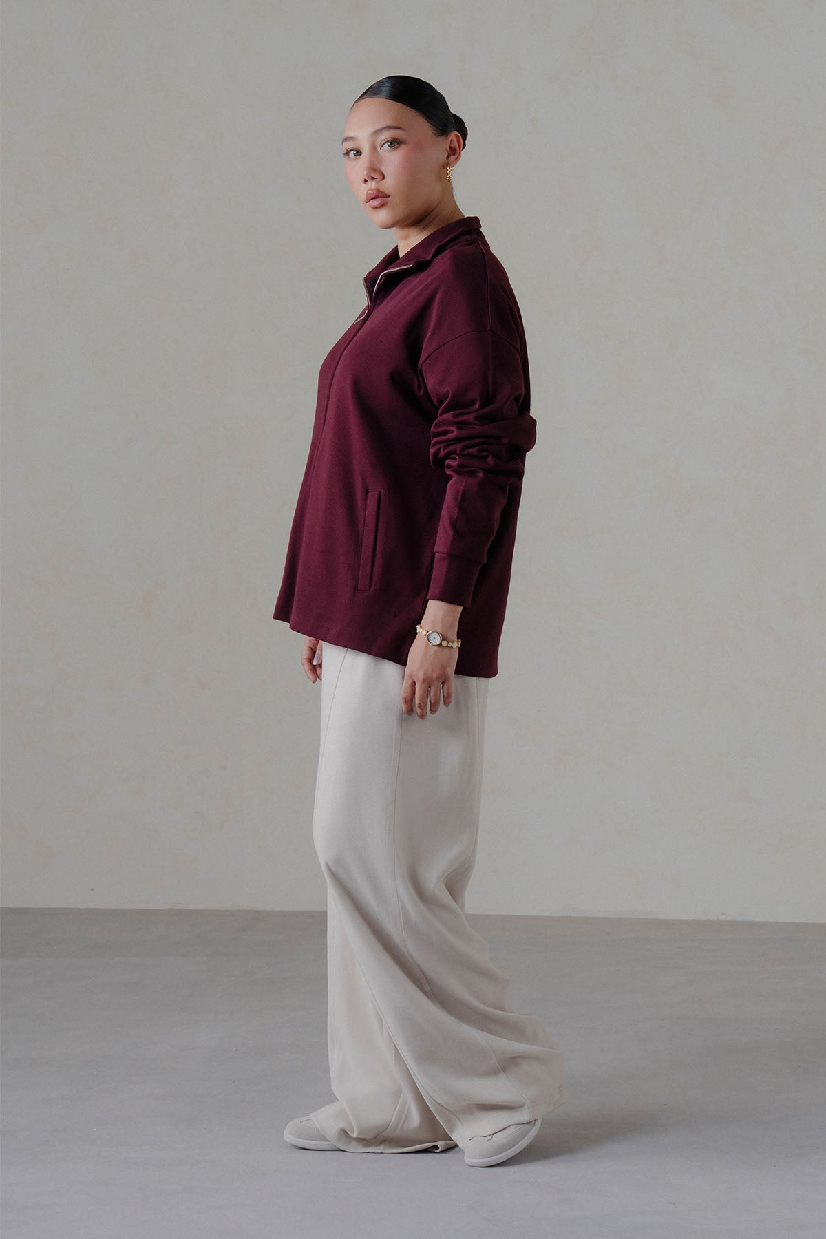 MOCK NECK ZIPPER -DOUBLE KNIT