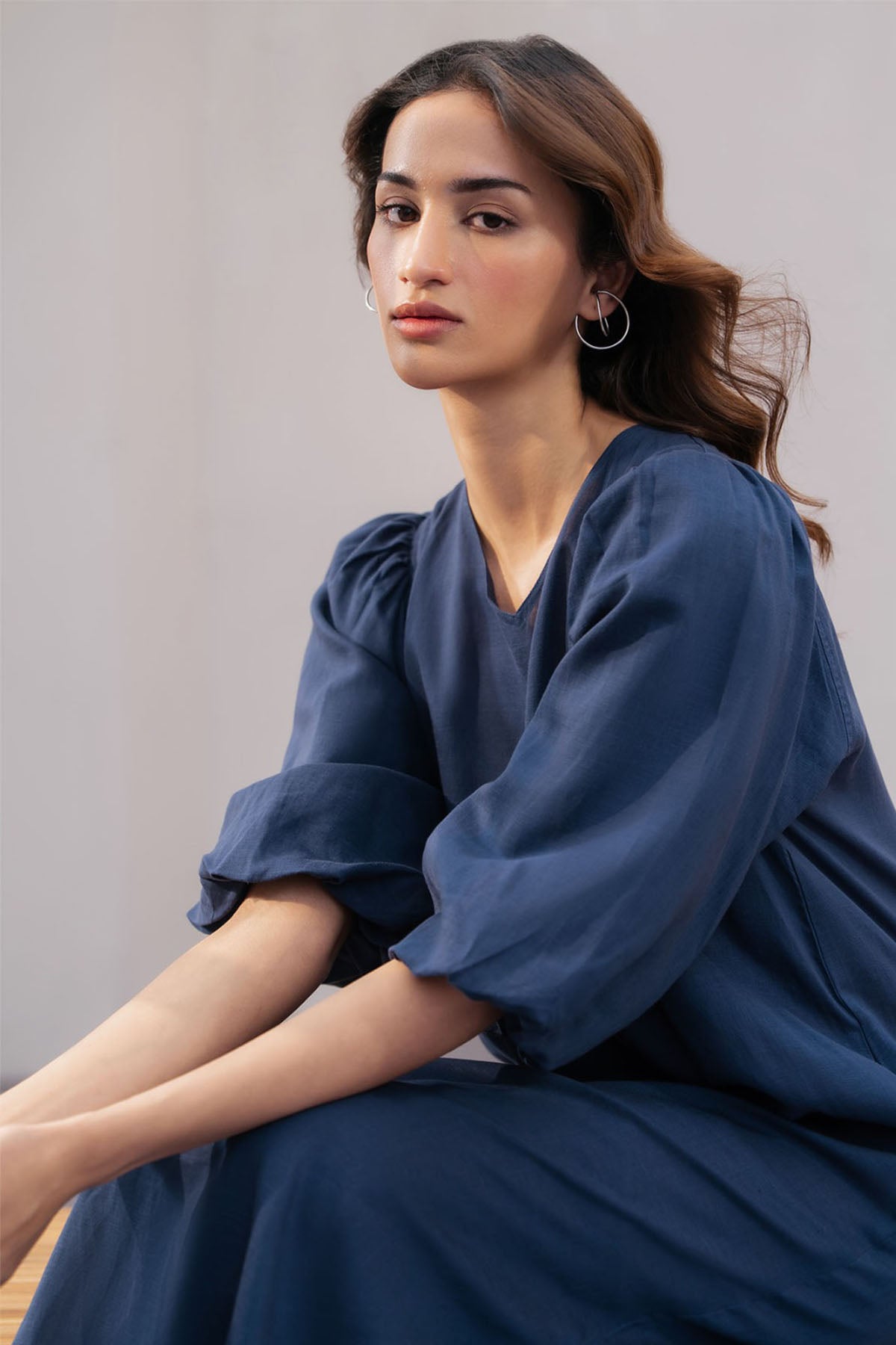 LINEN BLEND LONG DRESS