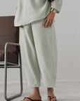 BARREL LEG PANTS 100% LINEN