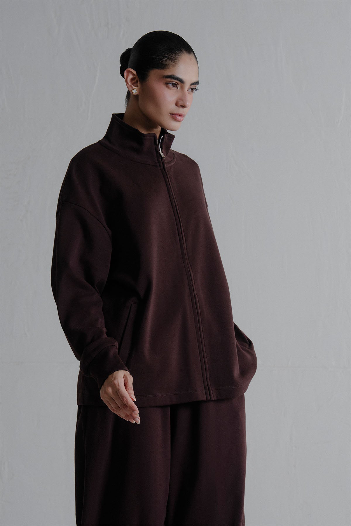 MOCK NECK ZIPPER -DOUBLE KNIT