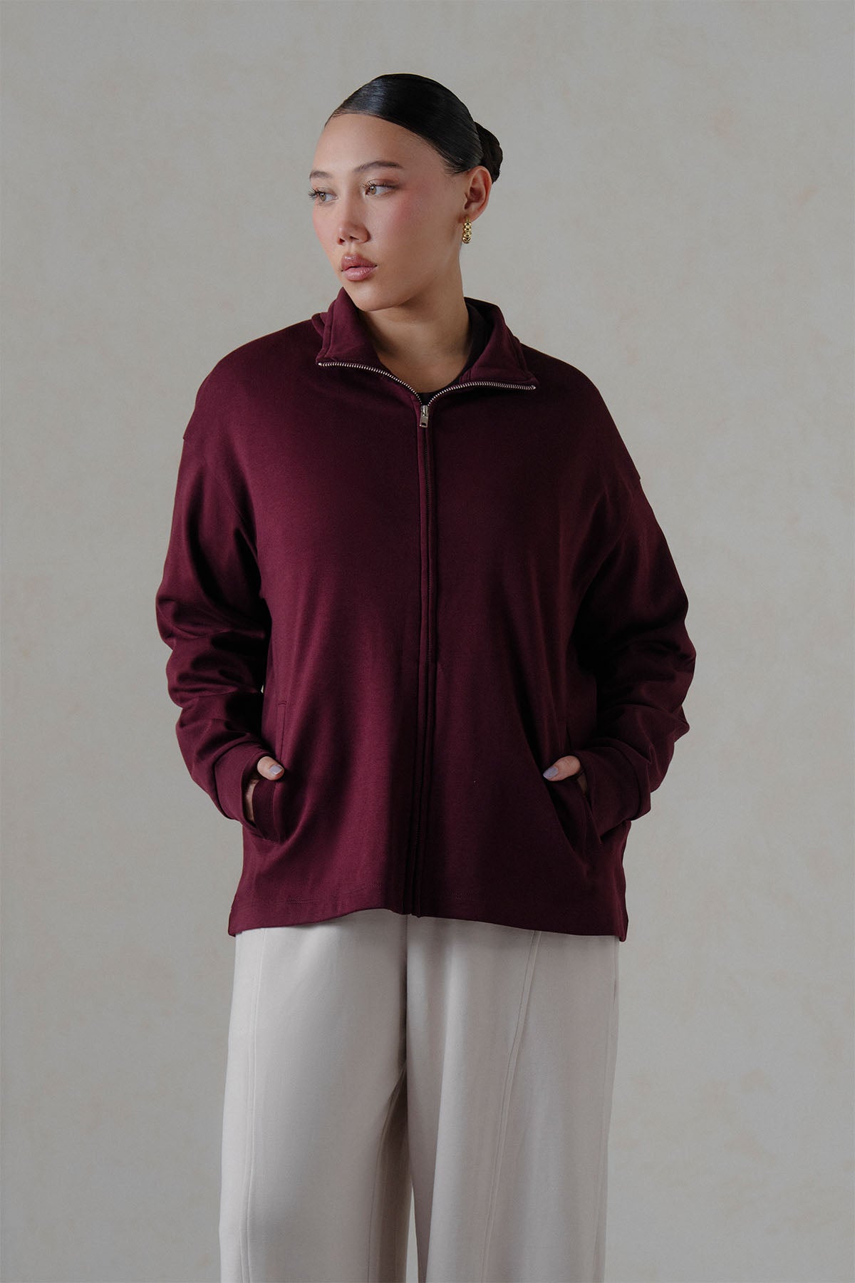 MOCK NECK ZIPPER -DOUBLE KNIT